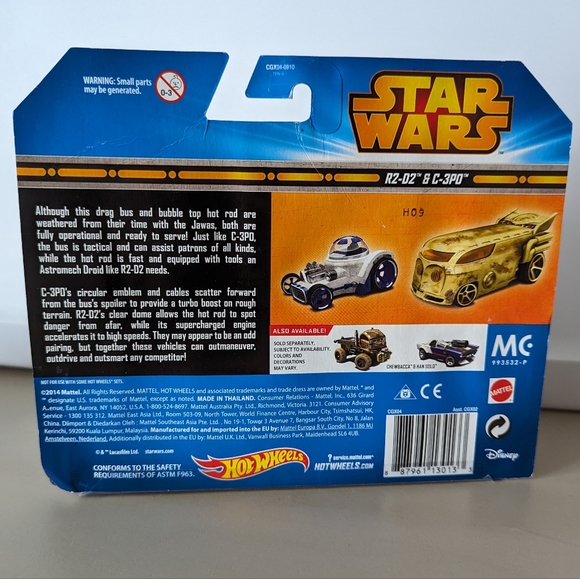 New Hot Wheels Star Wars Force Awakens C3p0 R2D2 Cars 2pc in package Droids Toy - Picture 5 of 10